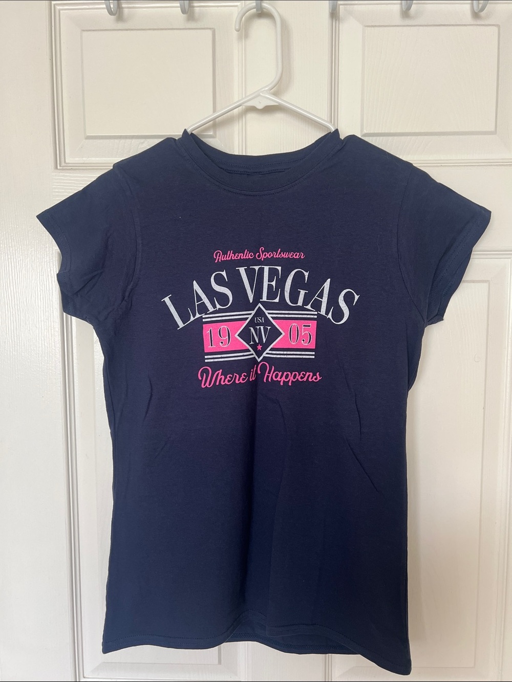 Las Vegas Graphic Short Sleeve Tee - Navy with Pink